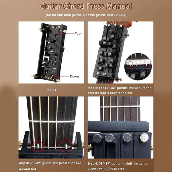 2026 Revised New Model ABS Guitar Chord Assistant Folk Beginner Automatic Gear Instant Play One Button Chord Trainer for Beginners