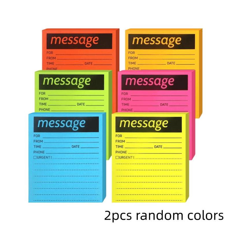 2pcs/set Random Color Message Pad, Tearable Memo Pad for Home School ...