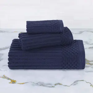 Superior Soho Ribbed Cotton Absorbent 3 Piece Assorted Towel Set