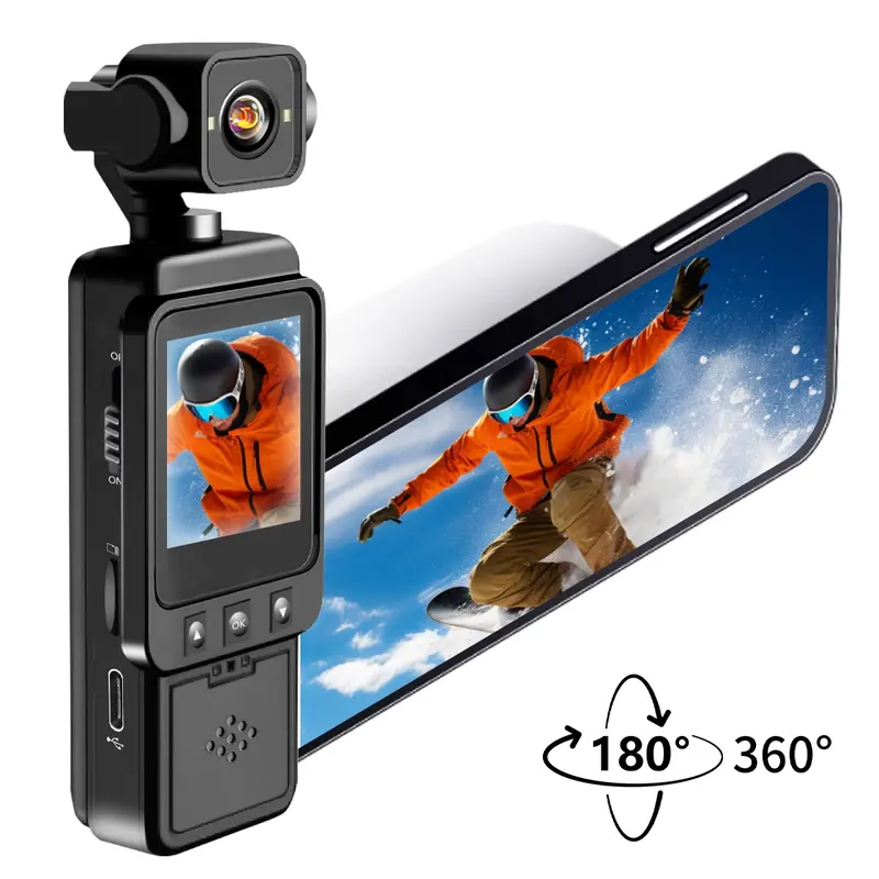 HD 1080P Sport Camera,360° Rotating Body Cam,6x digital Zoom,IR Night Vision, Wide Angle,Streaming Camera,Video Recording Camera,Outdoor Sport Pocket Camera,Sports DV for Skiing /Cycling /Hiking