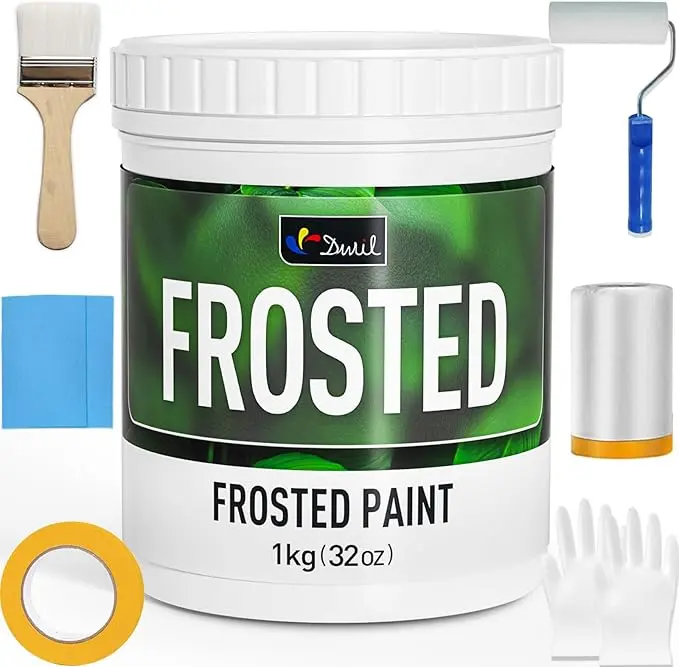 DWIL Frosted Glass Paint for Window - Window Privacy Paint, Frosted Glass Spray, Waterproof & UV Resistant, for Glass Surface in Bathroom, Kitchen, Room, Sliding Door, 32oz (with tools)