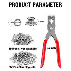 150PCS 1/2 Inch Grommet Tool Kit with Eyelets Pliers & Leather Hole Punch for Leather Shoes Fabric Belts Hand Tools Kits