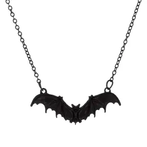 Punk Style Personality Black Bat Wing Pendant Necklace for Men Women Edgy Halloween Exaggerated Hip Hop Collar Jewelry Grand Opening Promotion Buy 4 Get a Free Jewelry Gift Edgy