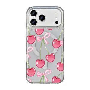Sweet Cherry Ribbon MagSafe Case 【1pcs】 Premium PC+TPU Protective Bumper