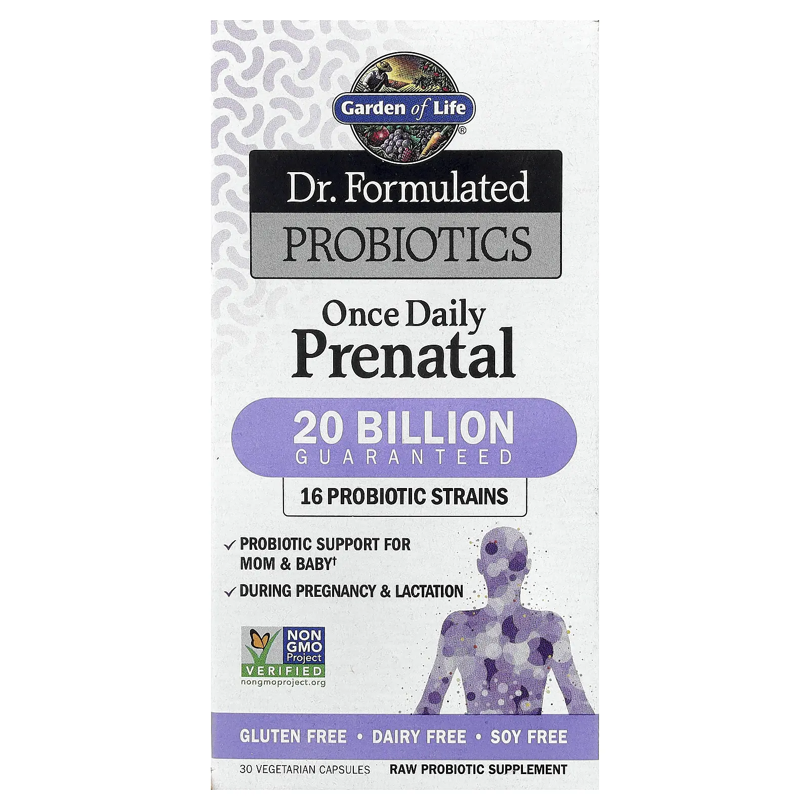 Garden of Life Dr. Formulated Probiotics, Once Daily Prenatal, 30 Vegetarian Capsules | HSA/FSA Eligible