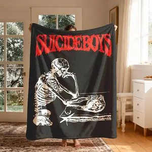 Suicideboys Skull Theme Flannel Blanket, Large Size, Soft Lightweight Warm, Perfect for Bed Sofa Office Camping Travel, Stylish Blanket