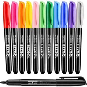 12-Color  Tip Wet Erase Markers for Transparency, Whiteboards, Glass and  - Wipe with Water