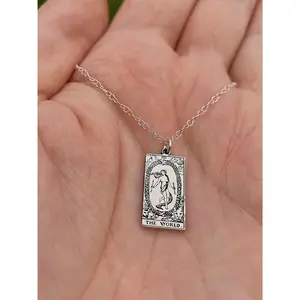 The World Tarot Card Necklace - Sterling Silver