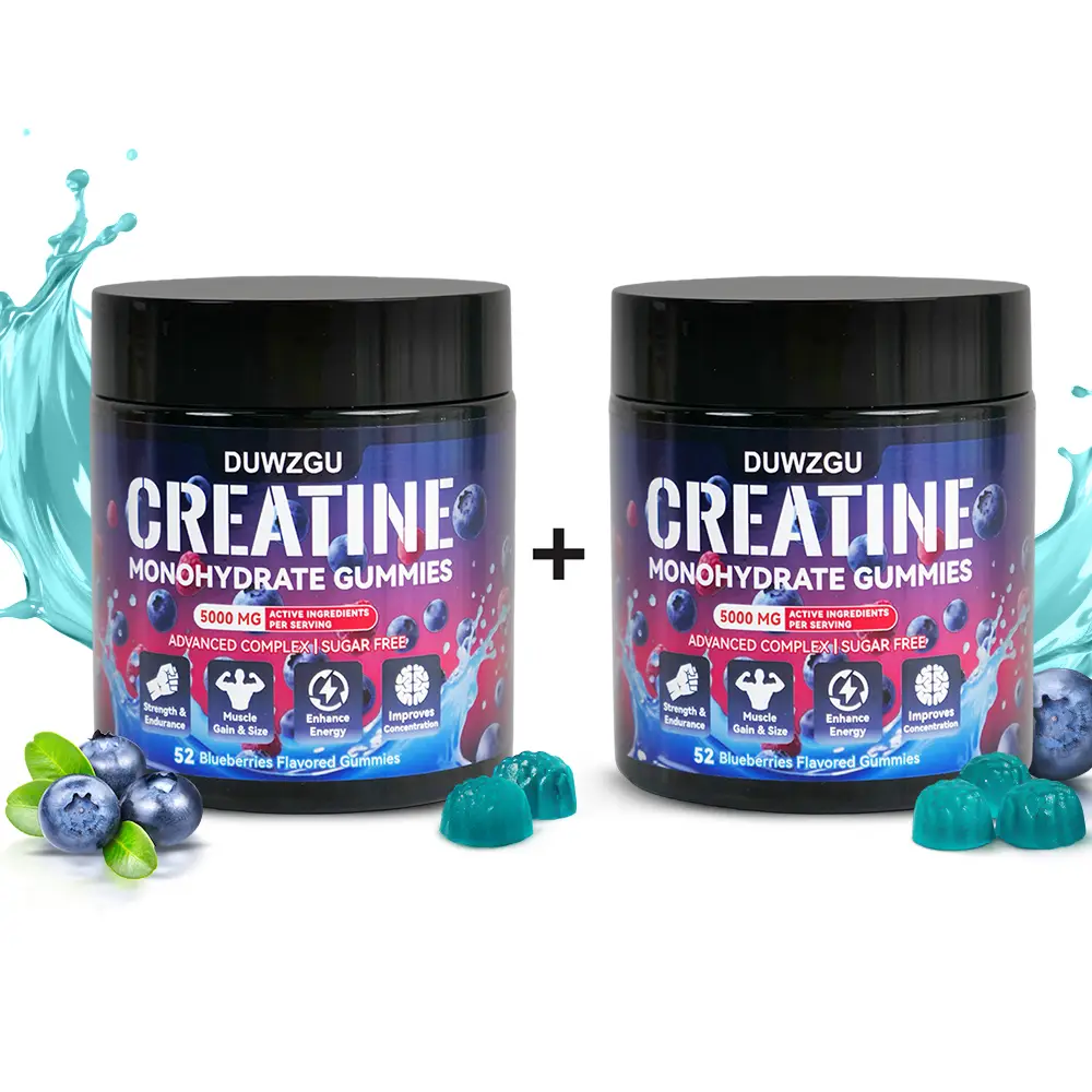 Creatine Monohydrate Gummies 5000mg for Men &Women Gain, More Strength and Faster Recovery with L-Carnitine L-Taurine, Blueberry Flavor