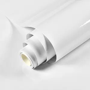 Shiny White Contact Paper, Self Adhesive Wallpaper, Decorative Wallpaper, Waterproof Gloss PVC Vinyl, Oil Proof, Vinyl Paper for Furniture Cover Surface, Countertop, Kitchen, Shelf Liner