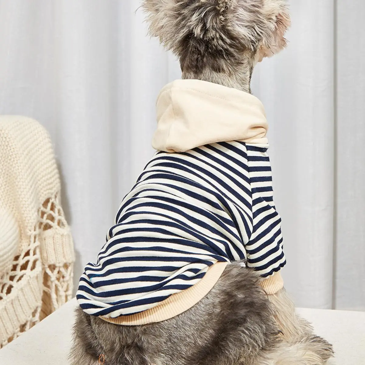 Cute Striped Dog Hoodie, Black and White Striped Two-Leg Hoodie for Small Medium Large Dogs, Comfortable Fashion Sweatshirt Clothes, Pet Apparel Dog C