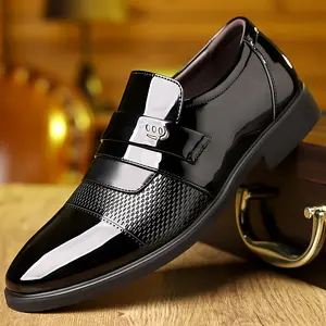 Men's solid color low top lace-up business shoes, non-slip wedding party formal shoes