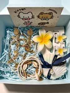 14-Piece Beach Hair Accessory Set, Waterproof Summer Jewelry, Shell Earrings, Bracelets, Anklets, Necklace, Perfume, Tiktok Trendy
