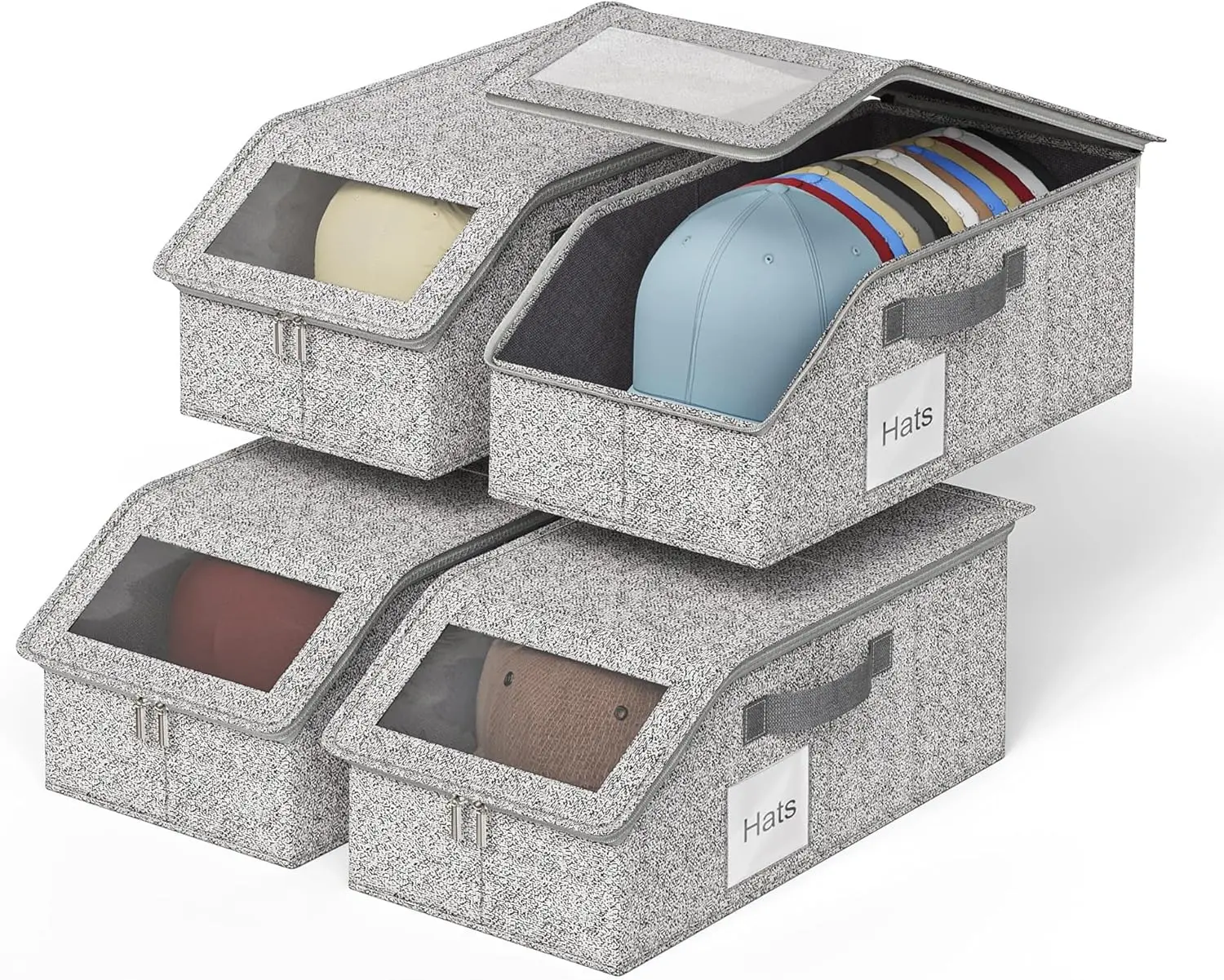 Stackable Dustproof Hat Storage Boxes for Baseball Caps, Holds Up to 24 Hats, Durable Cardboard Box for,Storage Containers