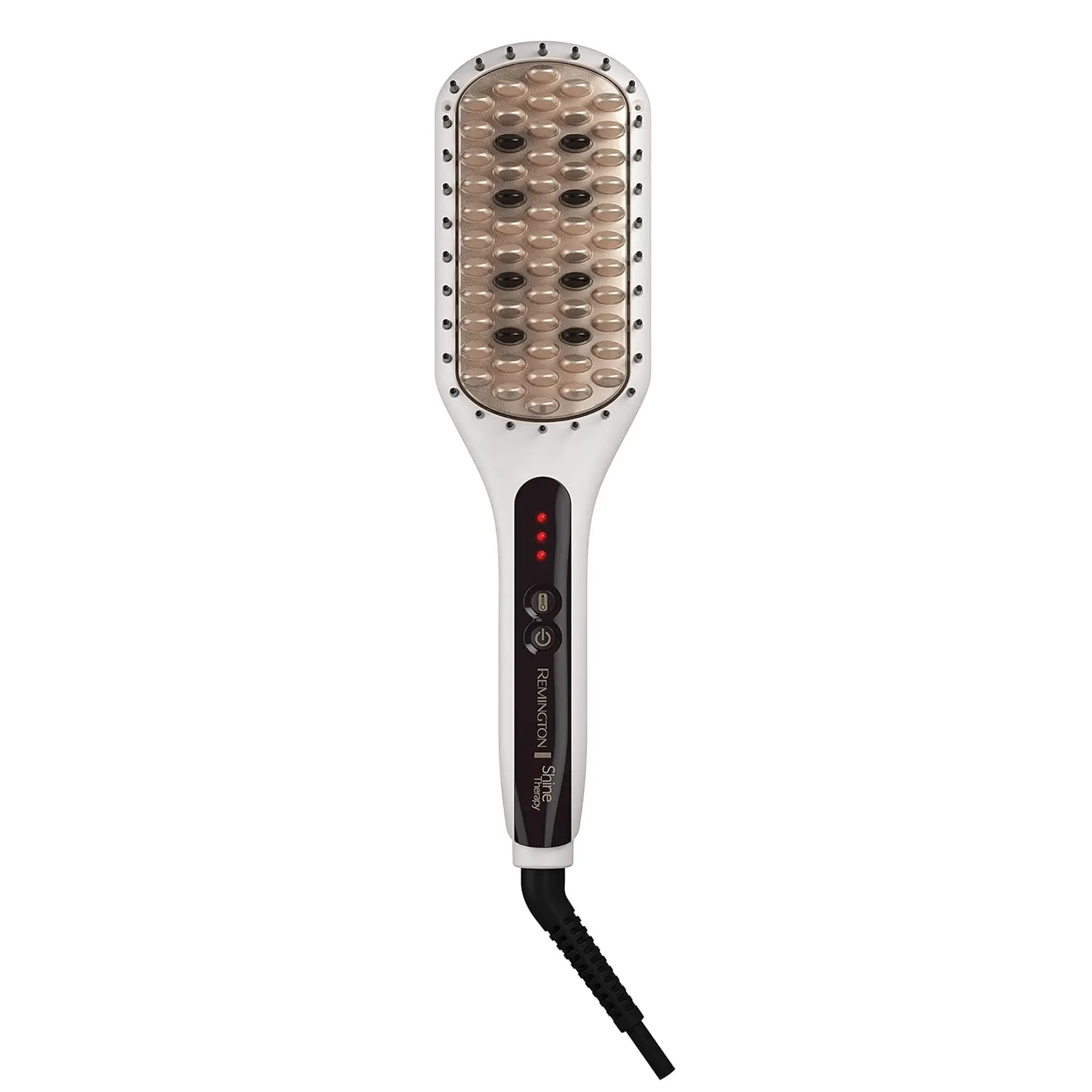 Remington Shine Therapy Hair Straightener Brush, 1 Count, Ceramic Infusion | Thermal Brush Infused with Argan Oil and Keratin, One-Pass Styling, 7 Precision Heat Settings, Cool Tip Bristles for Safety