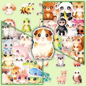 55 Large-Eyed Cartoon Animal Cute Personality Creative Decorative DIY Stickers for Scrapbooks, Phone Cases, and Luggage Funny Stickers Sticker Set