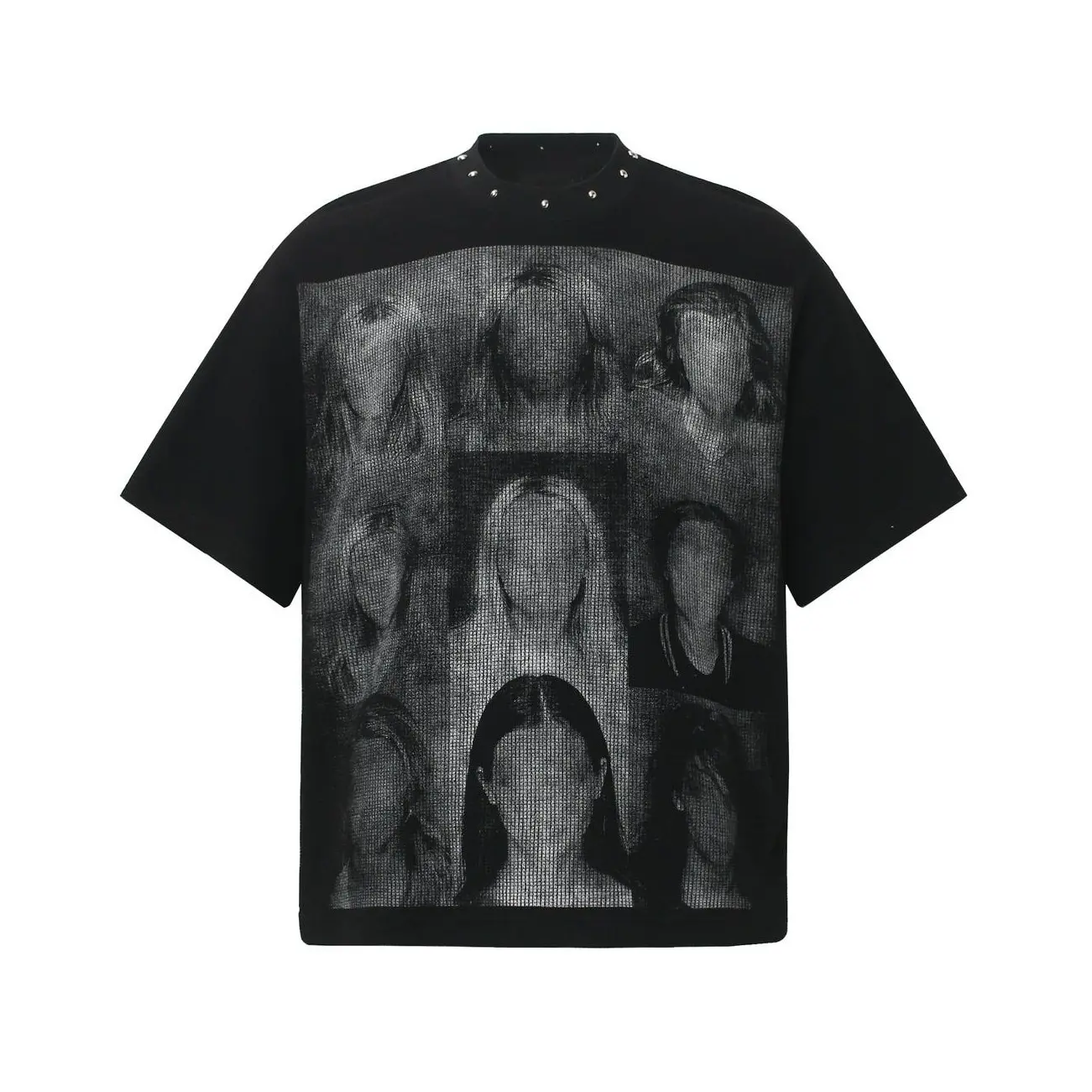 Inflation Y2K Waffle rivet Print Short Sleeve T-Shirt Street Dark Gothic Round Neck Short Sleeve Tops