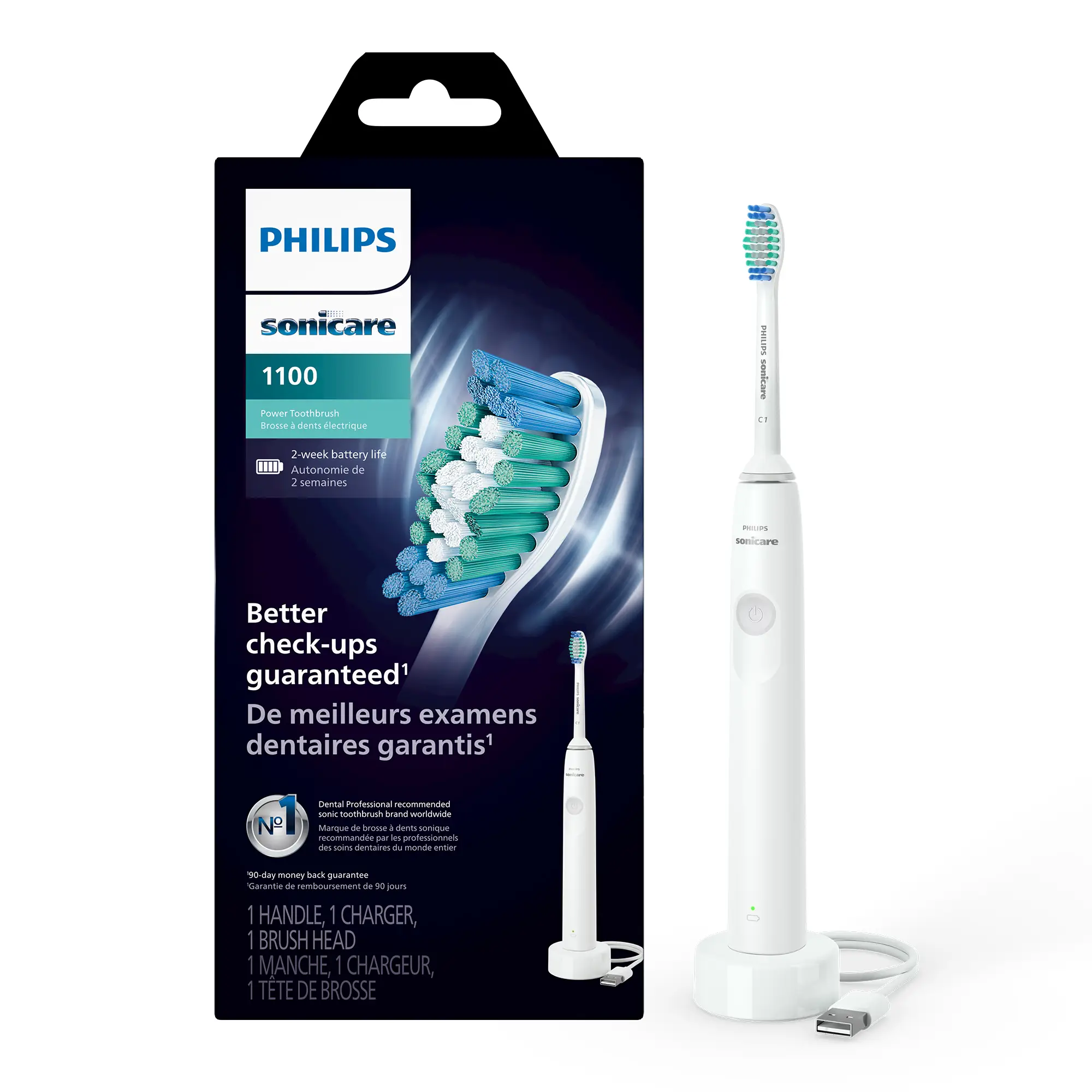 Philips Sonicare 1100 Power Toothbrush, Rechargeable Electric Toothbrush, White Grey HX3641/02 Daily Oral Cleansing