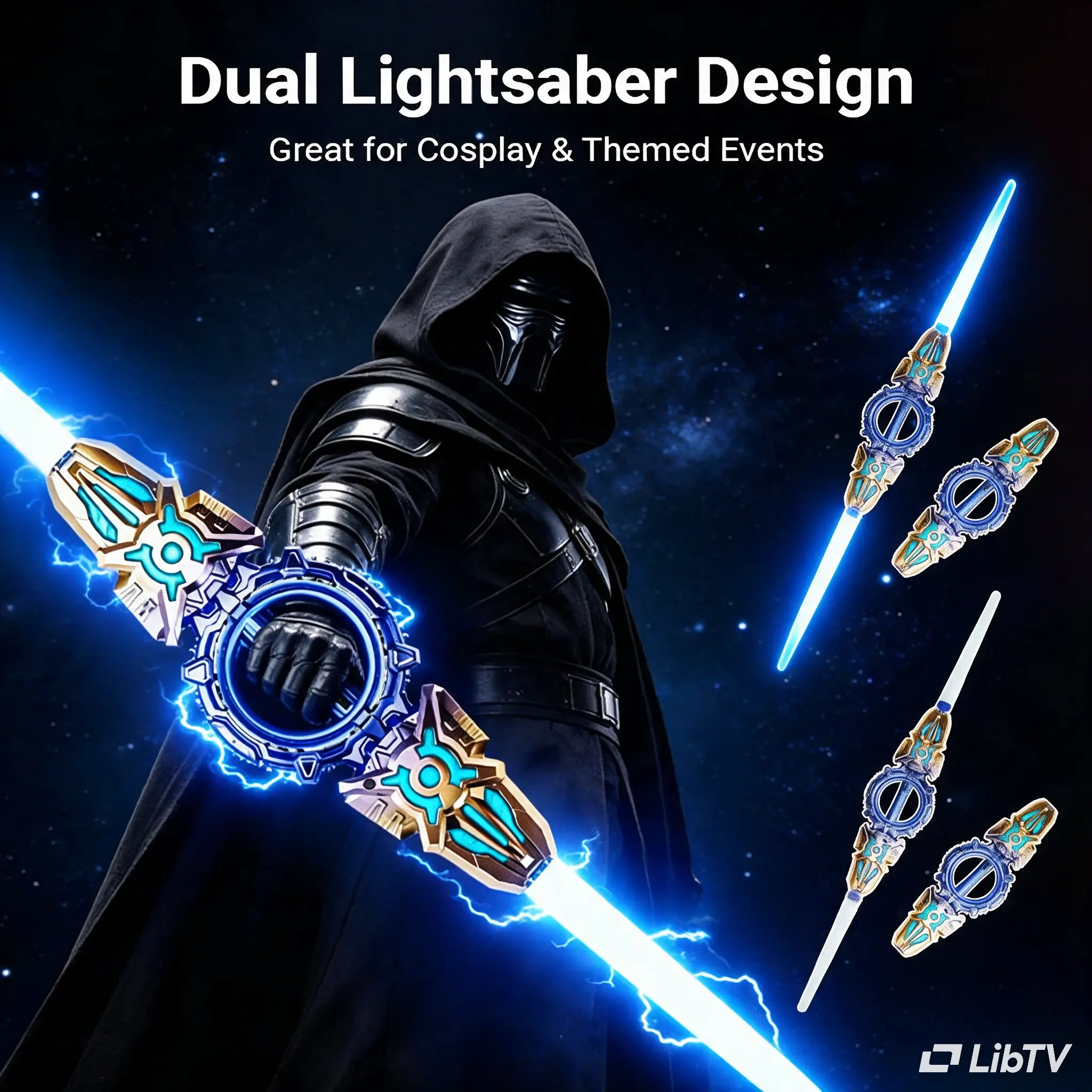 Retractable LED Light Up Sword, 24 Color Changing Modes, Dual Blade Glow Saber for Cosplay Costume, Rave, Prop & Halloween Gift  #DealsForYouDays