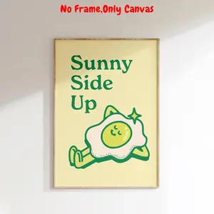 Sunny Side Up Egg Pattern Unframed Painting, Cute Artwork, Decorative Artwork, Modern Canvas Wall Art, Wall Decor for Home Living Room Bedroom Kitchen, Ornaments