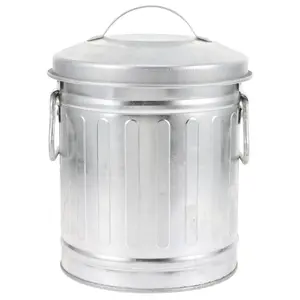 Trash Can,Cute Traditional Mini Metal Trashcan  The Desktop, Decorative Galvanized Bucket, Multifunctional Organizer & Flower Pot for , Office, Bathroom, and Cabin (, 5.1" x 7.5")