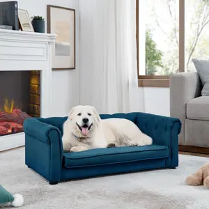 Elegant Rectangle Pet Bed for Small and Medium Dogs, Durable Elevated Dog Sofa Bed, Comfortable Dog Couch, Modern and Stylish Dog Sofa for Small and Medium Dogs,Blue