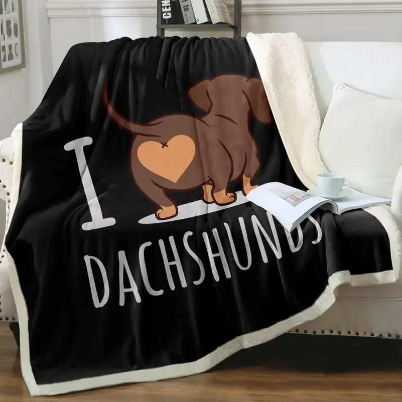 Dachshund Butt Flannel Blanket - Lightweight Cozy Wrinkle Resistant Sherpa Throw for Kids, Ideal for Couch, Chair, Watch Party & Cozy Setup, Perfect Holiday Gift for Dachshund Lovers