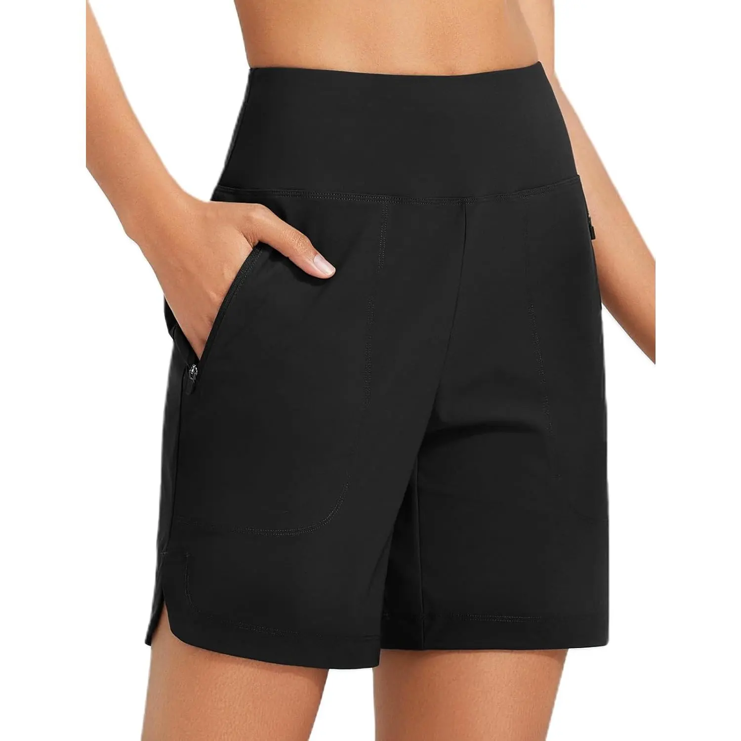 baleaf Women's High Waisted Swim Shorts with Zipper Pockets & Liner, Quick Dry UPF 50+ Beach Bathing Shorts 3"/5"/7"/9" Inseam, Beach Swim Shorts