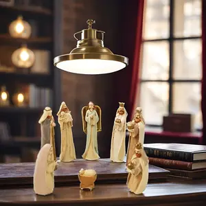 8count Miniature Nativity Set with Holy Family Angels & Shepherds Resin Figurine Manger Scene for Indoor Outdoor Christmas Decorations Collectible Religious Statues Mary FJ8273740 Jiangxi China Jumbo Themed Gift Bags