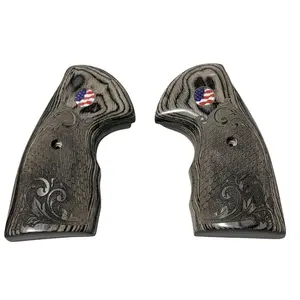 Colt Python Black Rosewood with Scrollwork and Scales Grips with American Flag Medallion