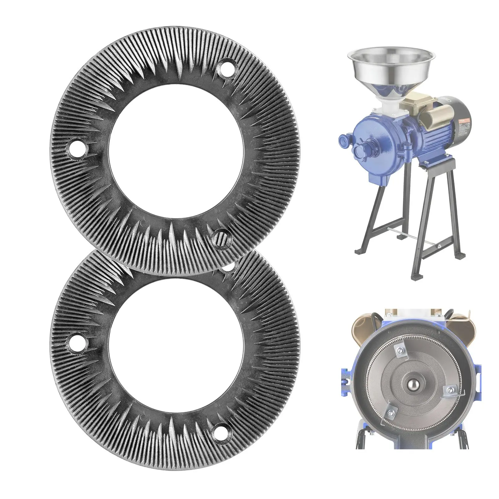 【FathersDayGift】 VEVOR 2PCS Grinding Sheets for Electric Grain Mill Grinder, Cast Iron Dry Grinding Discs, Replacement Grinding Plates Compatible with VEVOR GM-001, GM-002, GM-003 Corn Spice Mill Grinder, 5.7X5.7"
