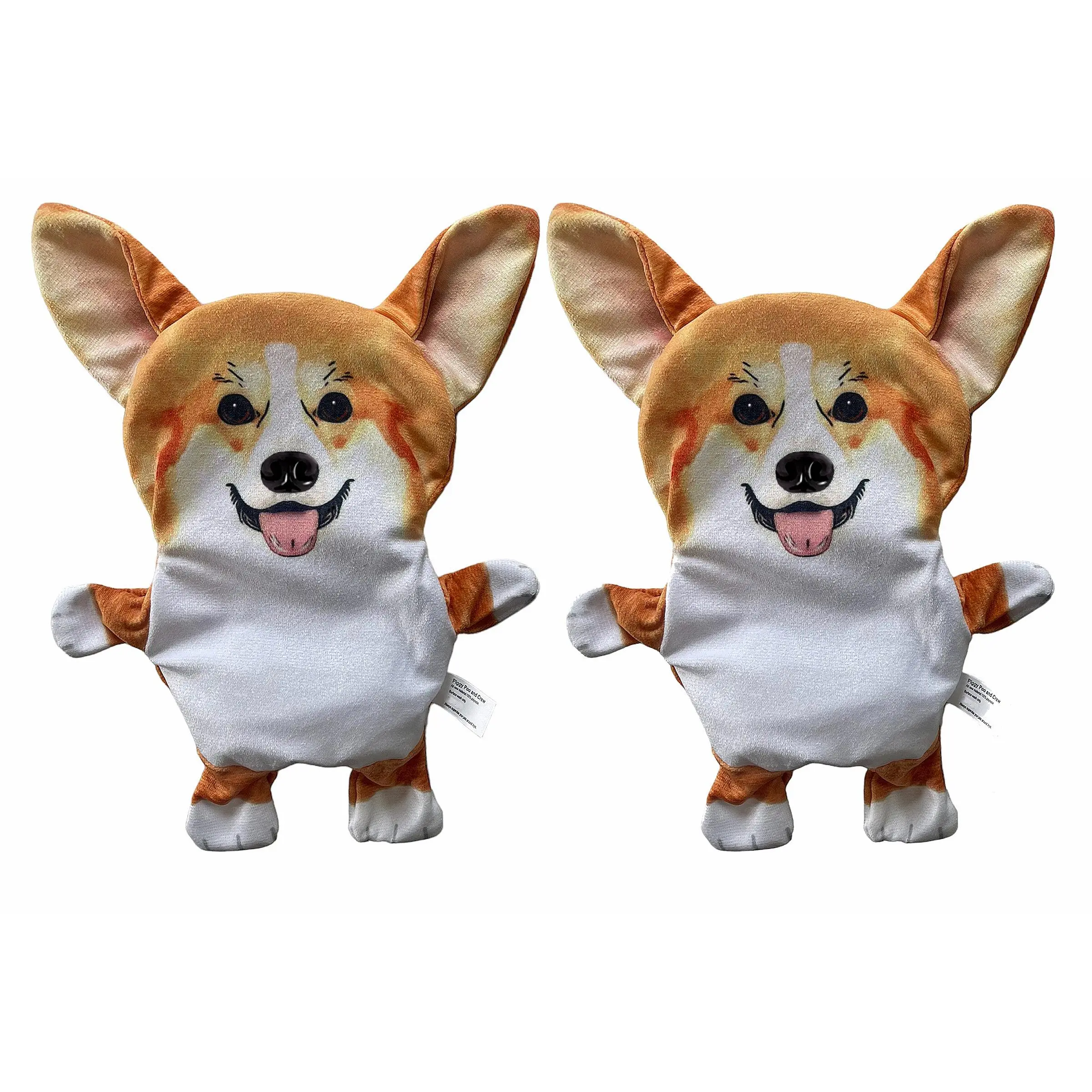 Piggy Poo and Crew Corgi Crinkle Squeaker Toy - Two Pack