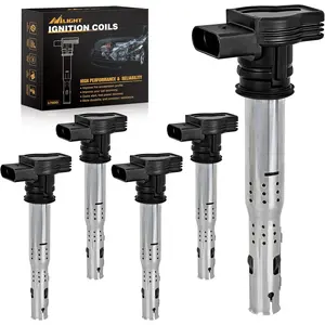 Nilight Ignition Coil Pack Fit for Volkswagen Audi VW Jetta Rabbit Beetle Passat Golf Tiguan GTI Eos CC Quattro A3 A4 A5 Q3 2005 2006 2007 2008 09 10 11 2012 2.5L L5 OE# UF575 Ignition Coils Set of 5