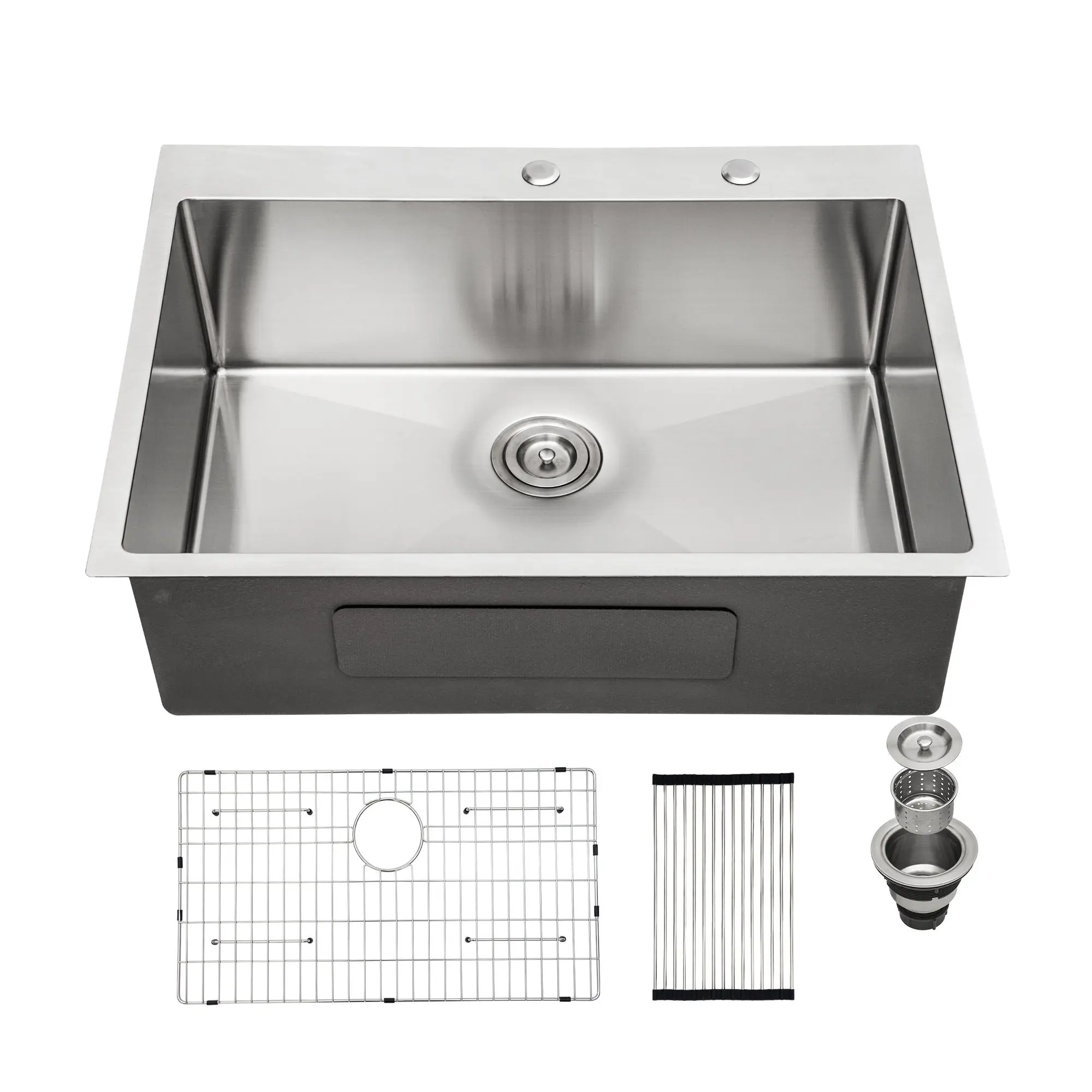 Drop In Kitchen Sink, 16 Gauge Stainless Steel, Single Bowl, Topmount Basin