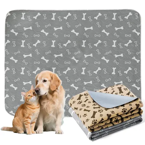 XAKING Reusable Modern Puppy Pee Pads (2-Pack, Printed) - Non-Slip Rubber Backing, Multi-Layer Quick Absorption, Leak-Resistant, Machine Washable, Hang-Dry, Easy-Carry, Moisture-Proof Indoor Pet Mats for Floor, Crate