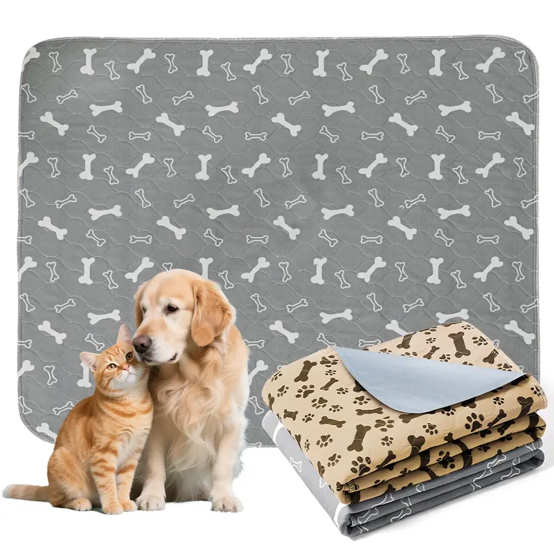 XAKING Reusable Modern Puppy Pee Pads (2-Pack, Printed) - Non-Slip Rubber Backing, Multi-Layer Quick Absorption, Leak-Resistant, Machine Washable, Hang-Dry, Easy-Carry, Moisture-Proof Indoor Pet Mats for Floor, Crate