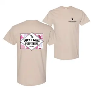 Local Girl Outfitters T-Shirt, Pink Camo Pattern Graphic Tee, Outdoor Lifestyle Shirt, Hunting Dog Silhouette Design, Men's gifts, Unisex Streetwear