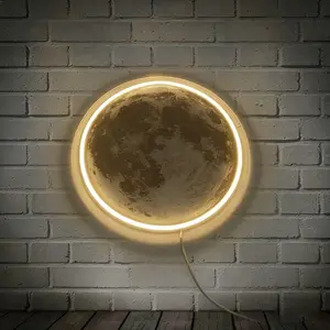 Moon Shape LED Neon Light Decorative Lamp, Dreamy Cosmic Style, Perfect for Bedroom, Study Room, Kids' Room, Living Room, Studio