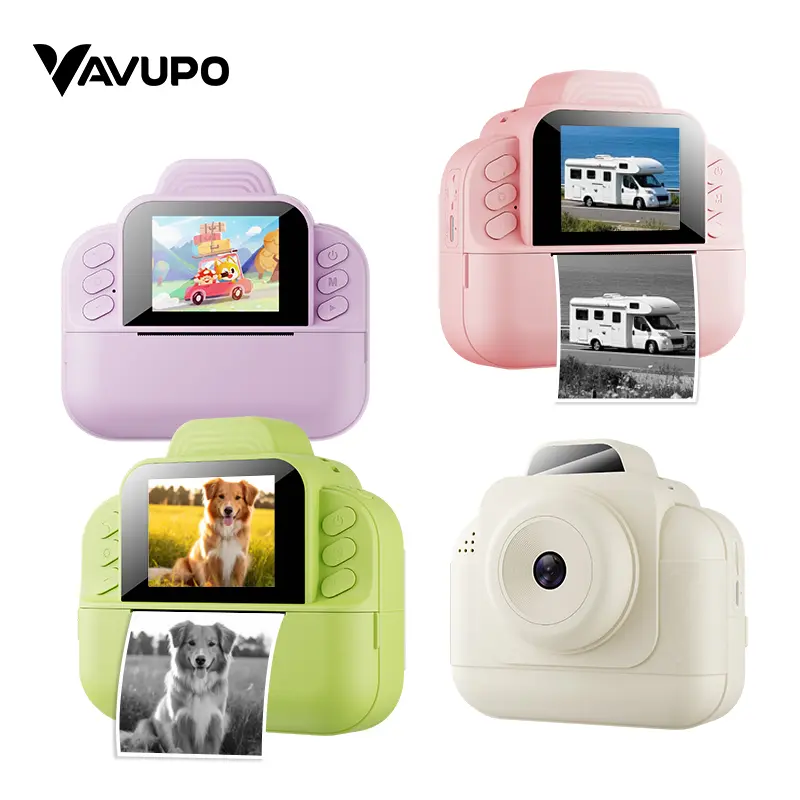 VAVUPO Thermal HD Print Instant Digital Camera, 2.4-inch Screen, 1080P Video, 1300mAh Battery, Compact for Daily Casual Moments (Purple, Green, White)