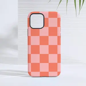Checkerboard Pattern Phone Case, 2 in 1 Decorative Protective Phone Protector Cover, Phone Accessories Compatible with iPhone 11 12 13 14 15 Pro Max Casing
