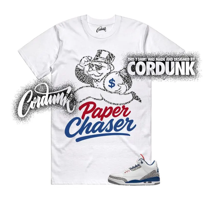 AJ3 True Blue Cement Matching T Shirt, Paper Chaser Graphic Shirt, 90s Hip Hop Tee, Gift For Women and Man, Unisex T-Shirt, Sneaker Head Gift