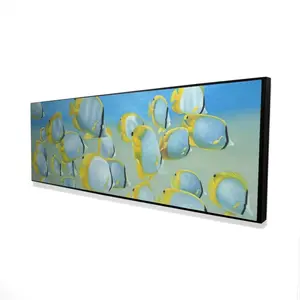 360 Stand Artistic Butterfly Fish Yellow Framed Decorative Wall Art - 16x48 in. Aquatic Theme Home Decor, Ready-to-Hang Framed Print for Room Home Supplies, Decoration, Artwork
