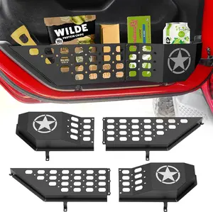 Metal Rear Door Storage Box Pockets Fit for Jeep Wrangler,Door Side Insert Organizer for Jeep Wrangler JL JLU 4XE 2018-2025 & Gladiator JT 2020-2025 Interior Door Storage Expansion Accessories 2PCS