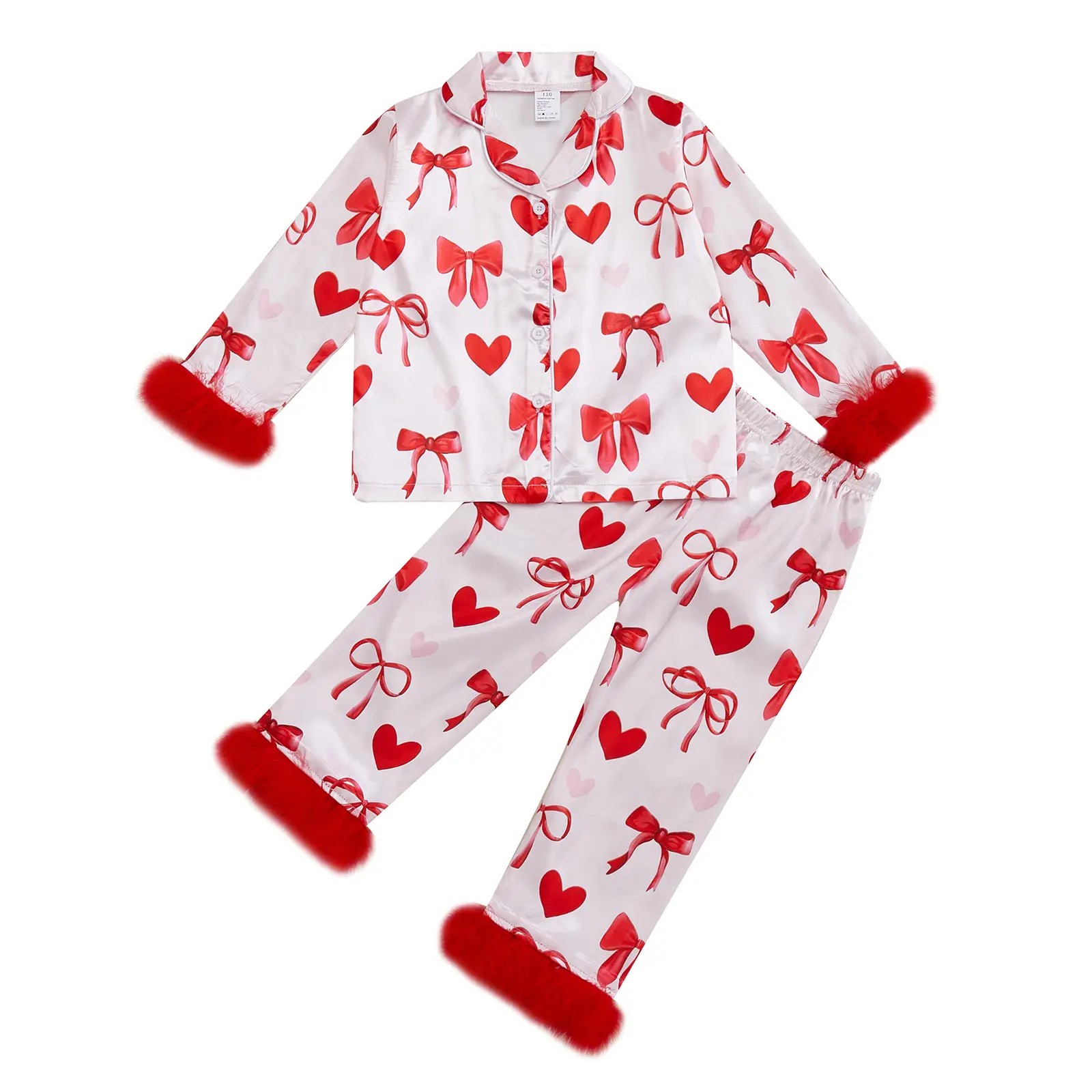 Toddler Girl Valentines Day Satin Silk Pajamas 2 Piece Pajama Set Little Kid Girls Pjs Nightgown Outfit