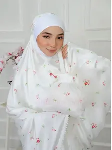 2 Pieces Telekung Prayer Clothes Satin Jacquard