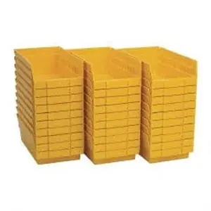 Quantum Storage Systems Plastic Shelf Bin Organiser - Yellow Polypropylene Rectangle Box, 6-5/8" W x 11-5/8" D x 4" H, 50 lb Capacity, Model QSB 102YL, UPC: 651588013342