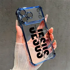 Jesus Truth Road Fashion Four Corner Airbag Anti-Collision Electroplated Soft&Flexible TPU Silicone Phone Case For iPhone 17 Pro Max AIR 16 15 14 13 12 11 Plus XSMAX Cases Durable|Shockproof|Full Camera Protection|Gift For Men Women summerwins