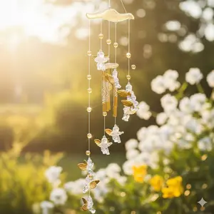 Angel Cupid Wind Chime: Adjustable Bells, Home Decor for Bedroom Door Window Balcony, Dorm Room Gift for Graduation Friendship, Modern Cute Hanging Ornament.