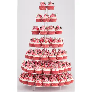 Large Cupcake Stand, 7 Tier Cupcake Tower Tree, Round Cupcake Display Stand, Tiered Cupcake Holder for Party,Clear Dessert Stand for Wedding