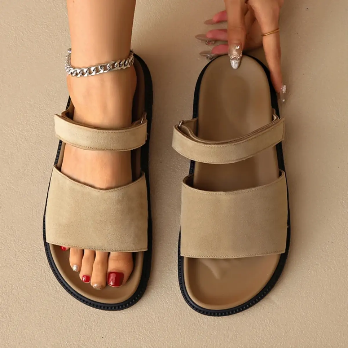Women’s Elastic Ankle Strap Slingback Flat Sandals |   Slip On Lightweight Comfort Walking Shoes
